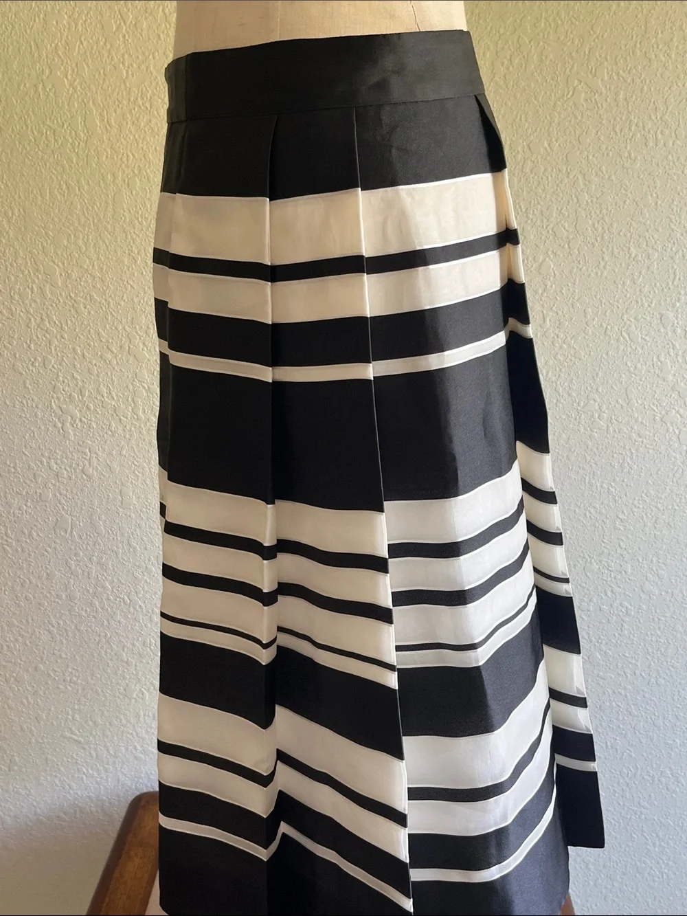 kate spade Black and White Horizontal Stripe A-Line Skirt